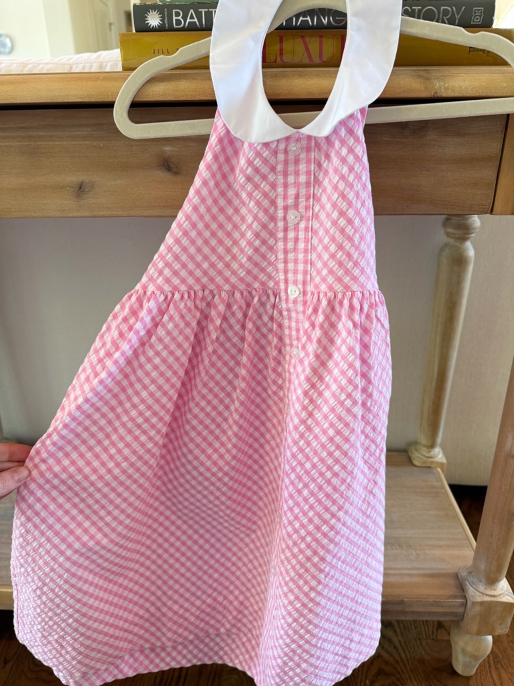 Little English Pink Gingham Dress with White Peter Pan Collar